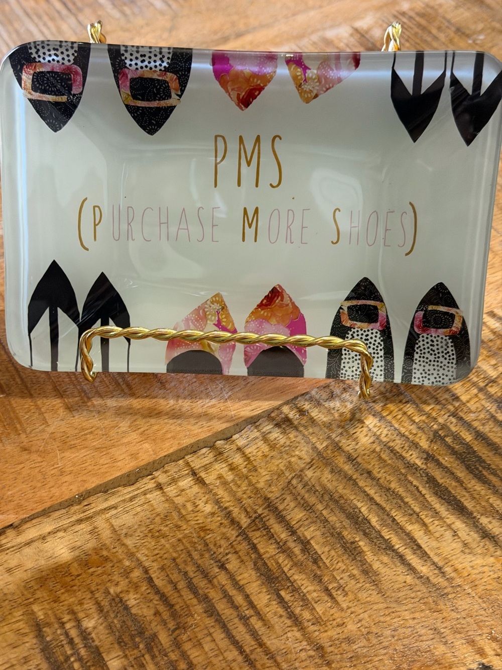 Sara Miller of London Trinket Jewelry Tray “PMS Purchase More Shoes” Humor Gift